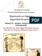 Diplomado en Higiene y Seguridad Ocupacional: Universidad de El Salvador Facultad Multidisciplinaria de Occidente