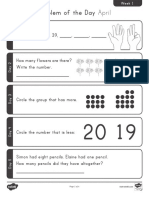 Kindergarten Math Problem of the Day April Activity