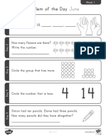 Kindergarten Math Problem of The Day June Activity