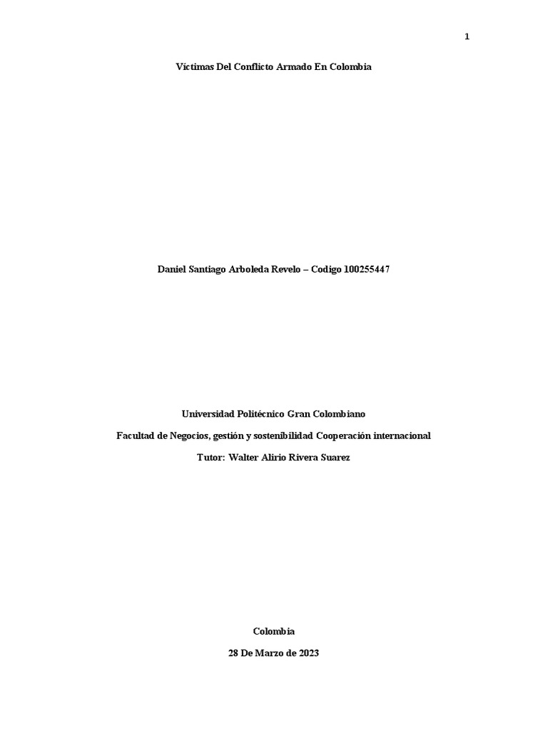 Víctimas del Conflicto Armado en Colombia | PDF | Colombia | Violencia