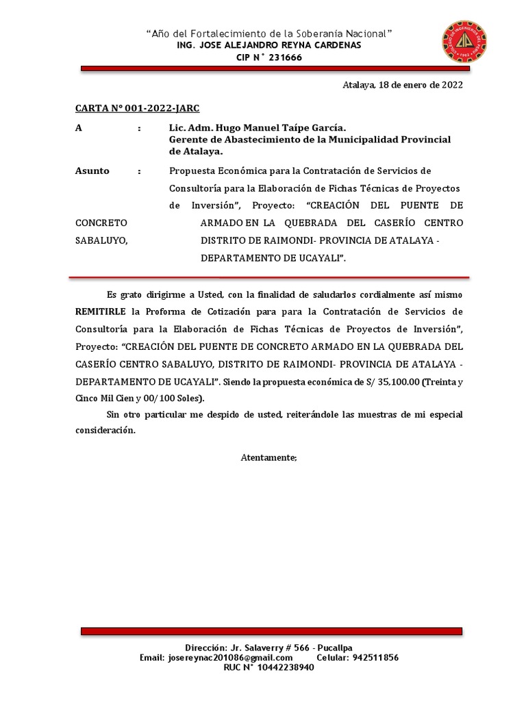 CARTA PUENTE PROFORMA PDF