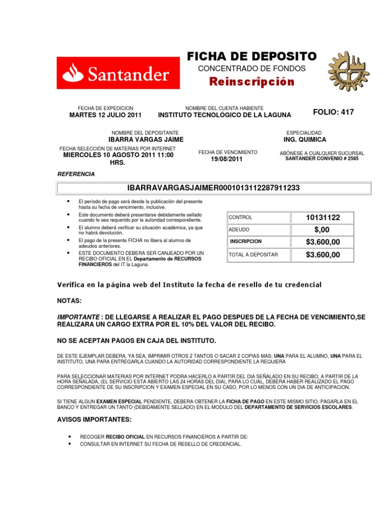 Ficha de Deposito | PDF