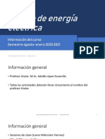 Ahorro de Energía Eléctrica: Información Del Curso Semestre Agosto-Enero 2020 2021