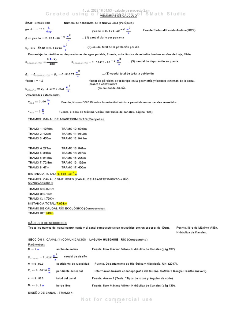 CALCULO SMATH SOLVER FLUIDOS | PDF | Descarga (hidrología) | Biomas ...