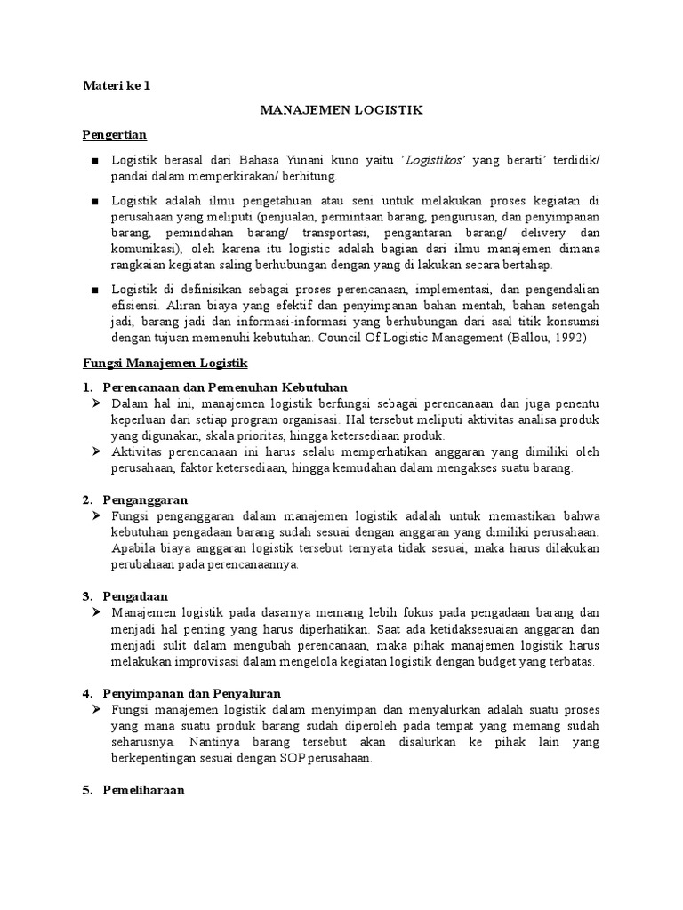 Matkul Manajemen Logistik Pdf