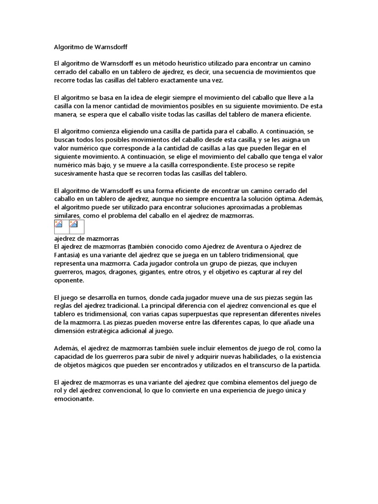 Algoritmo de Warnsdorff en Ajedrez | PDF | Ajedrez | Juegos competitivos