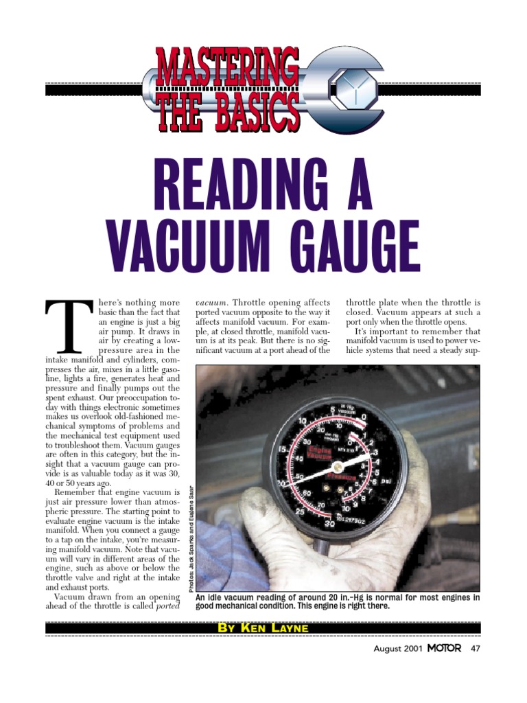 Reading A Vacuum Gauge Internal Combustion Engine Throttle