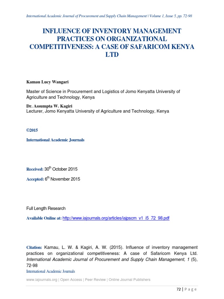 Inventory Management's Impact on Safaricom | PDF | Inventory | Supply Chain