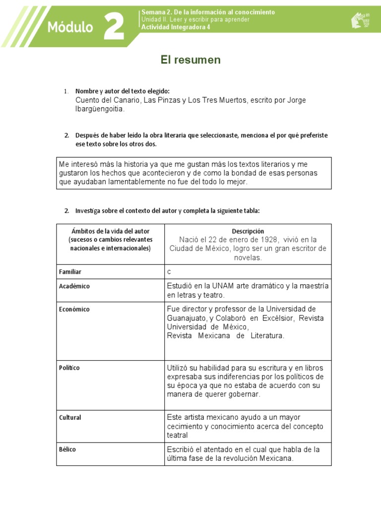 Actividad Integradora 4 Modulo 2 Pdf Autor México