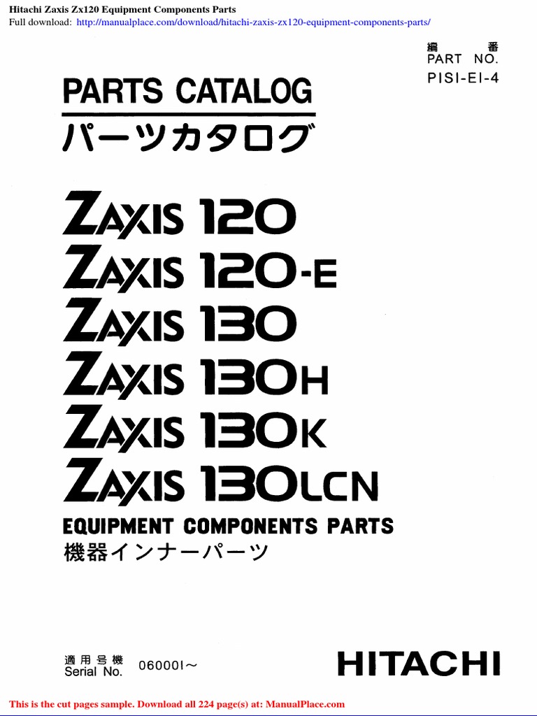 Hitachi Zaxis ZX120 Parts Manual PDF | PDF