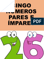 Bingo Números Pares e Ímpares