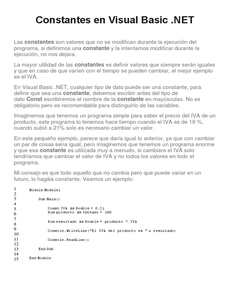 2 - Constantes en Visual Basic | PDF