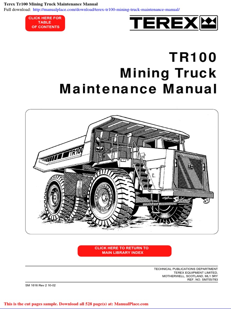 Terex Tr100 Mining Truck Maintenance Manual | PDF | Welding