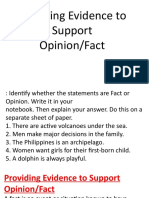 Providing Evidence To Support Factor Opinion