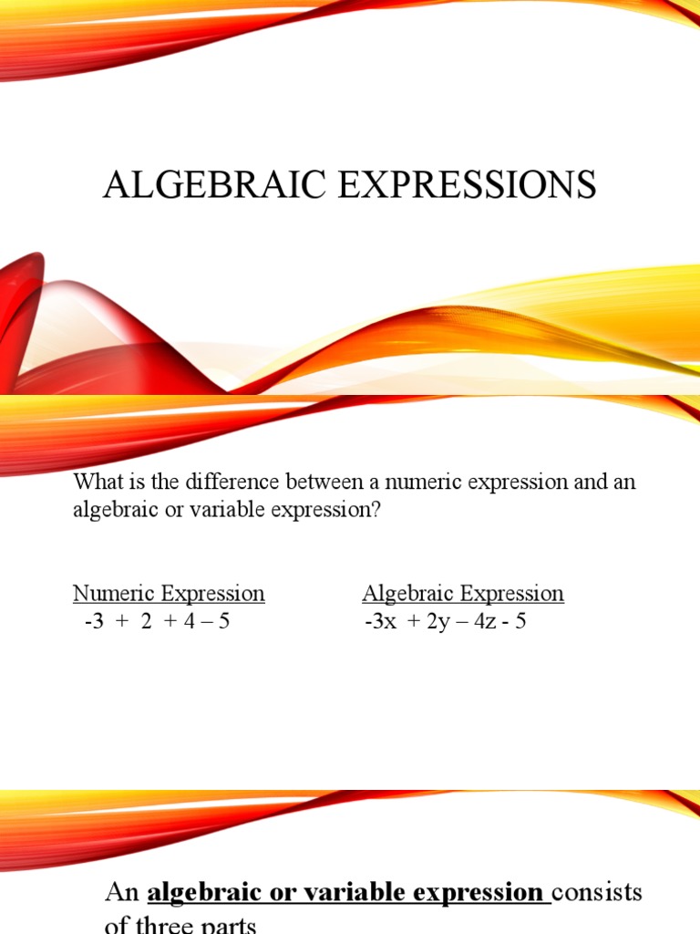 Understanding Algebraic Expressions | PDF | Variable (Mathematics ...