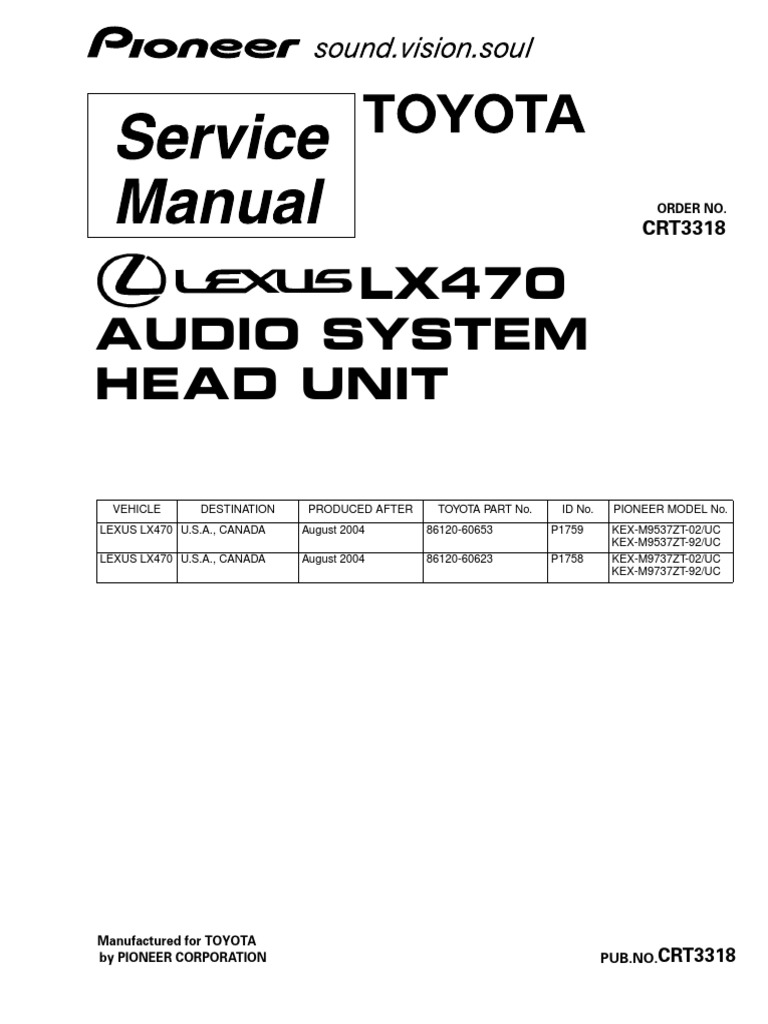 LX470 Toyota Lexus Audio System Head Unit - Suplement4 | PDF | Safety ...