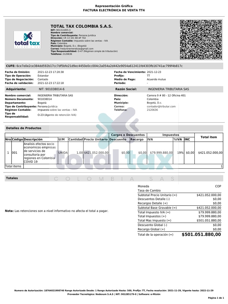 Total Tax Colombia S.A.S PDF Impuestos Impuesto al valor agregado