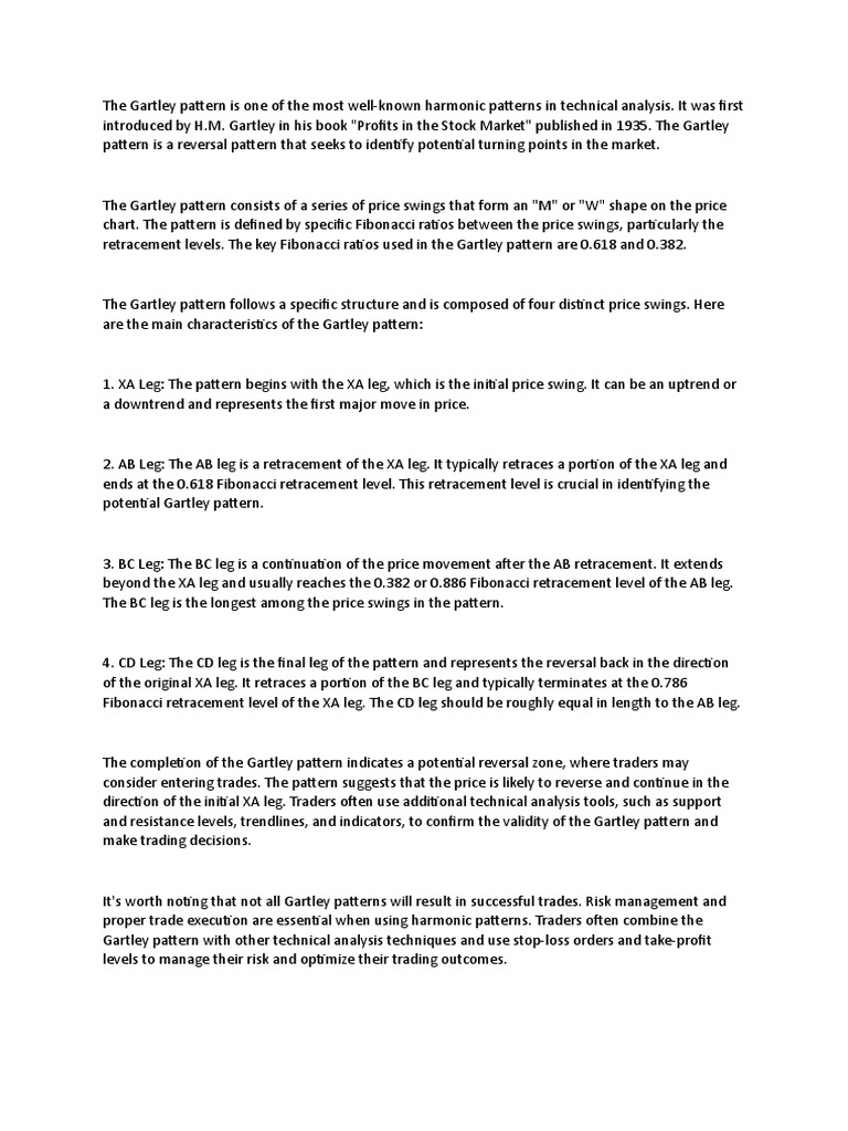 The Gartley Pattern PDF Technical Analysis Microeconomics