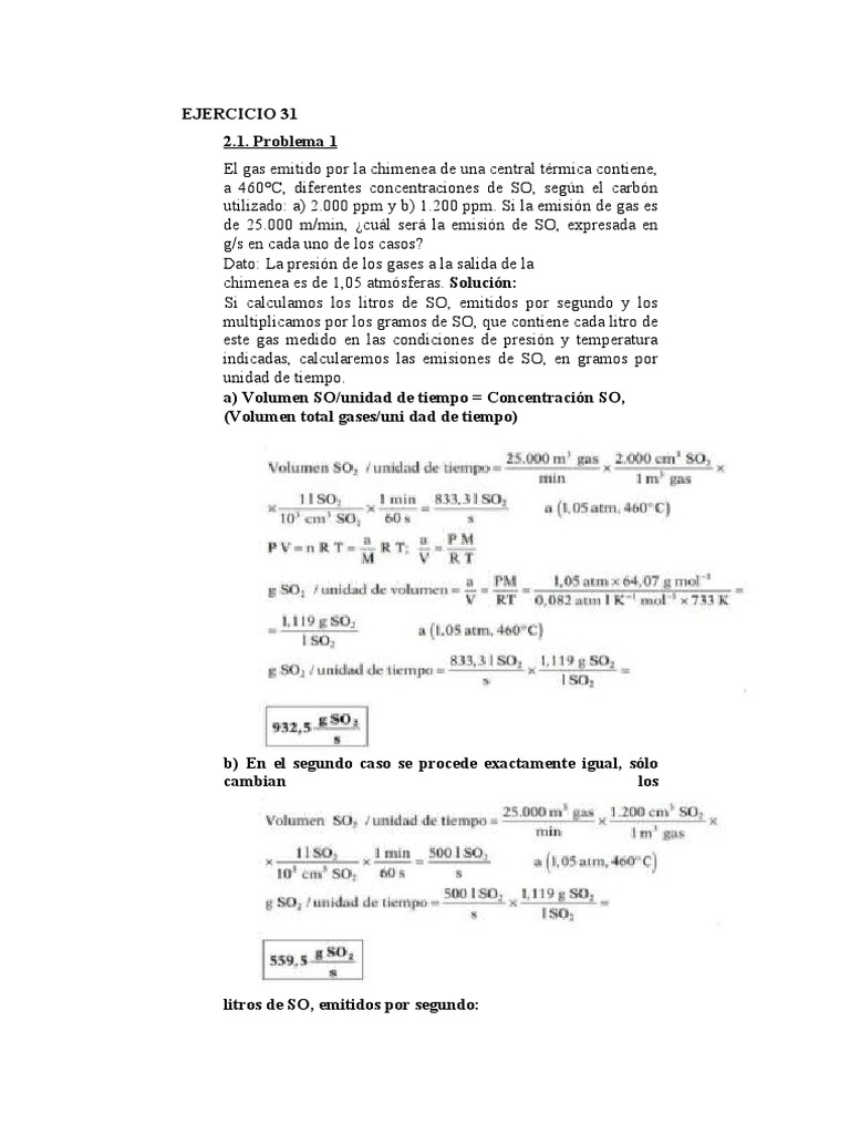 Ejercicio 31 | PDF | Gases | Concentración