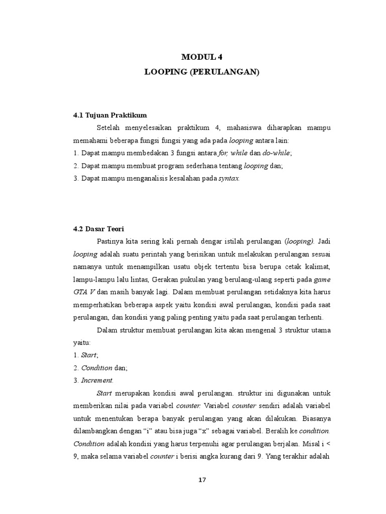 Memahami Struktur Looping dalam Pemrograman | PDF | Metode & Bahan Ajar ...