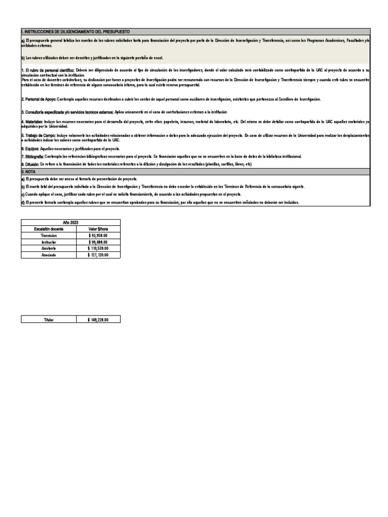 Presupuesto para Proyectos de Investigación | PDF | Presupuesto