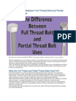 The Difference Between Full Thread Bolt and Partial Thread Bolt Uses