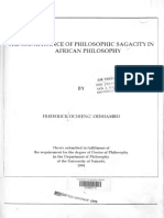 Sage Philosophy Contiene Entrevistas in Extenso Odhiambo The Significance of Philosophic Sagacity in African Philosophy