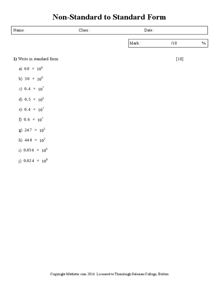 Non-Standard To Standard Form - 1 | PDF