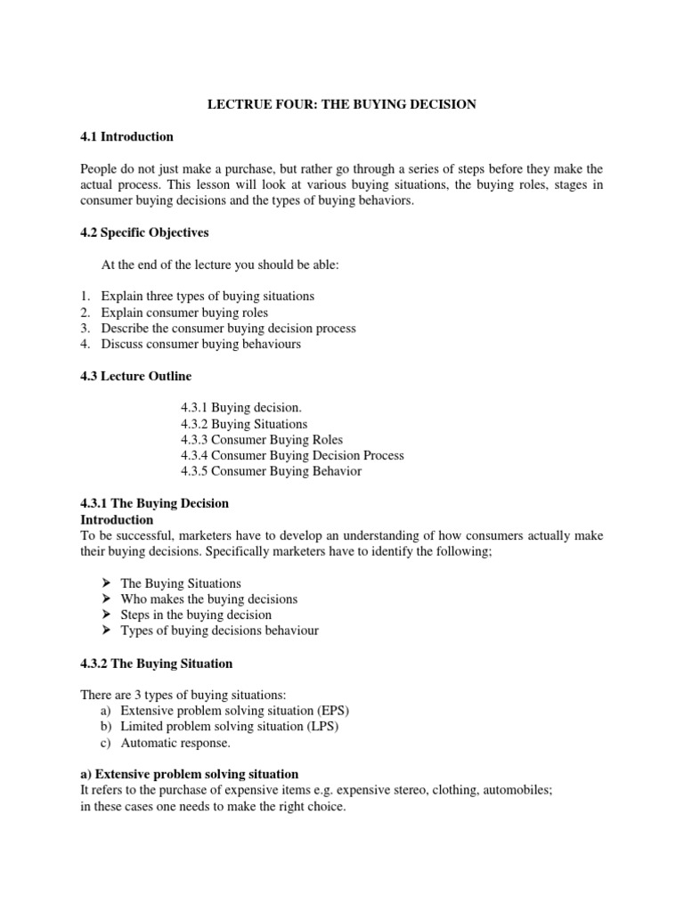 The Buying Decision, Consumer Behaviour Refined | PDF | Behavior ...