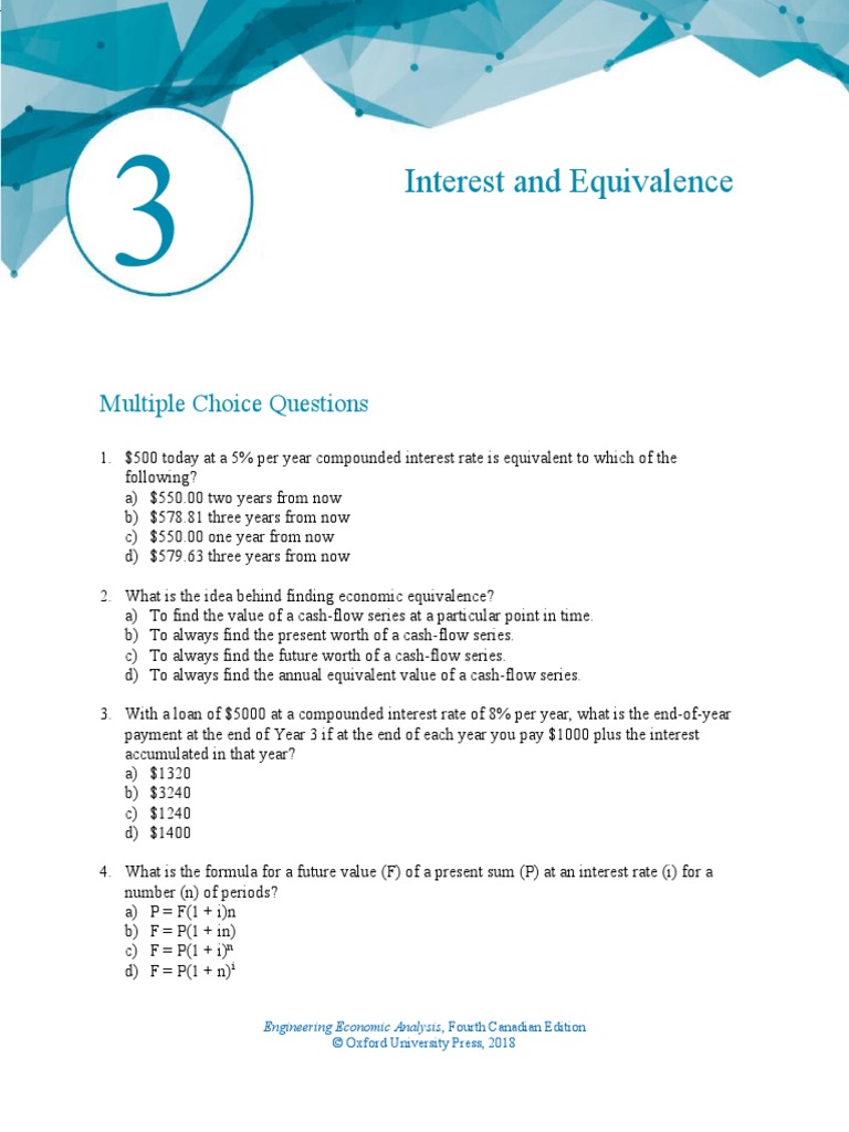 Chapter 3 Practice Questions | PDF | Interest | Compound Interest