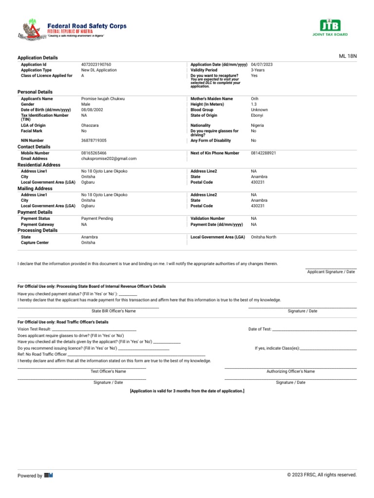 Nigeria driver s licence download free pdf identity document