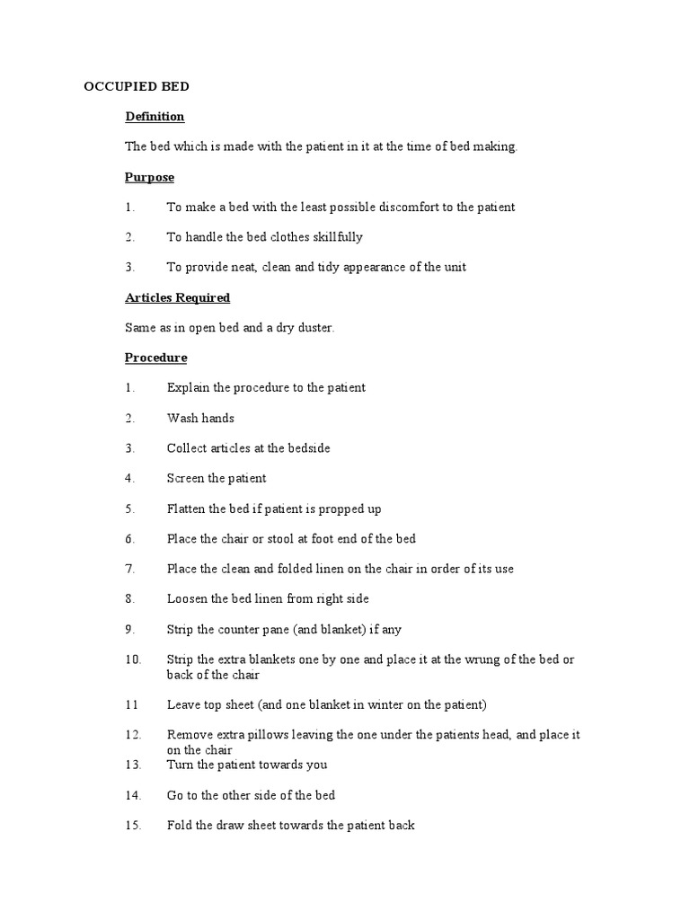 Occupied Bed Making PDF Bed Linens