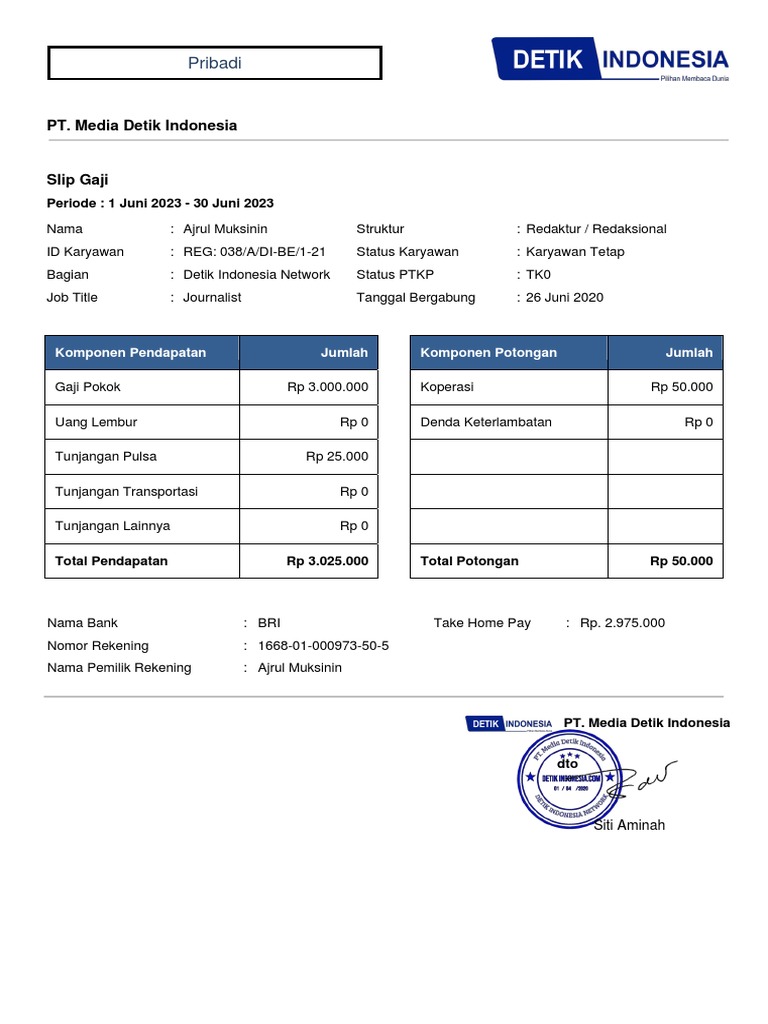 Contoh Slip Gaji PDF