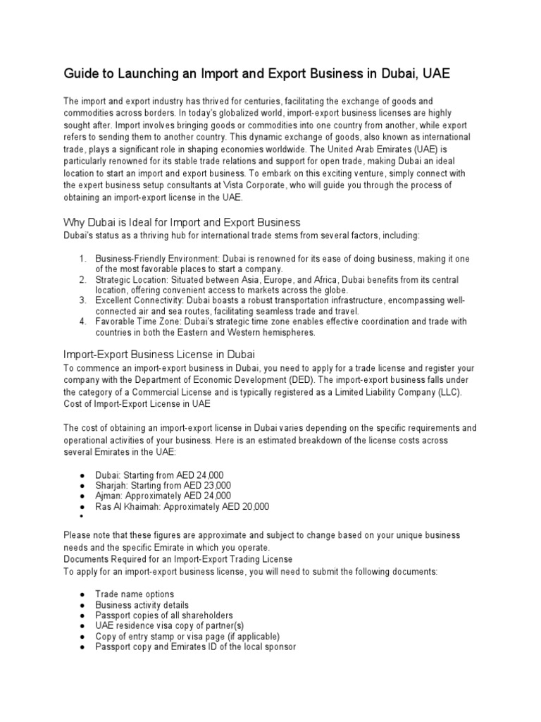 Starting an Import-Export Business in Dubai | PDF | United Arab ...