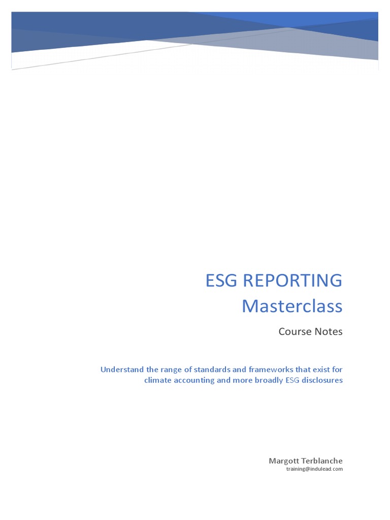 ESG Reporting Masterclass Notes | PDF | Sustainability | Natural ...