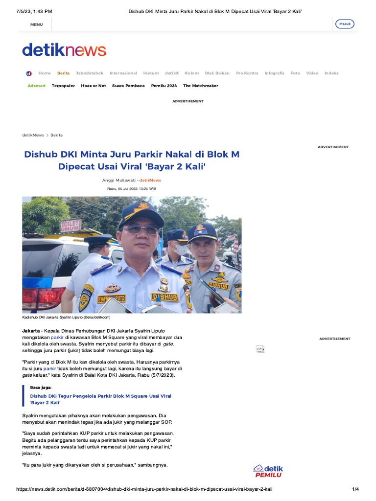 Tarif Parkir Cilacap 2025 Diperbarui, Bupati Syamsul Minta Jukir Nakal Dilaporkan