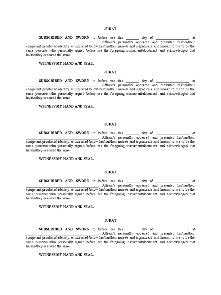 Jurat 4 | PDF | Affidavit | Authentication
