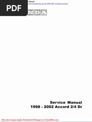 Honda Accord 1998 2002 Workshop Manual | PDF | Airbag | Seat Belt