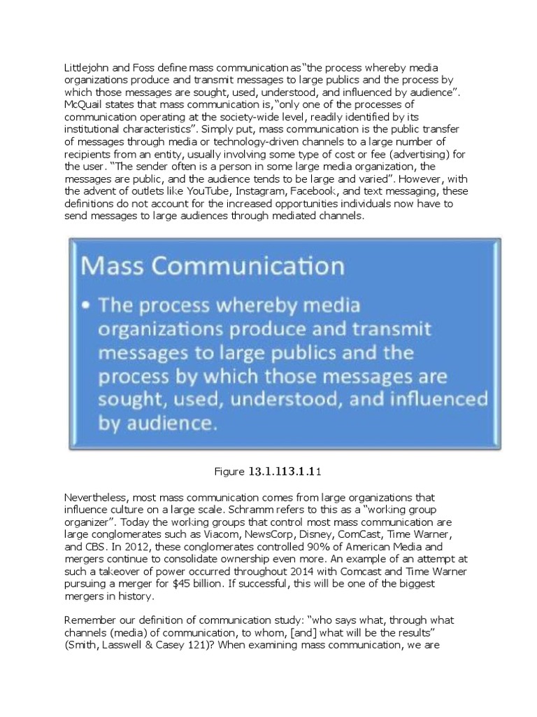 Mass Communication PDF Communication Mass Media