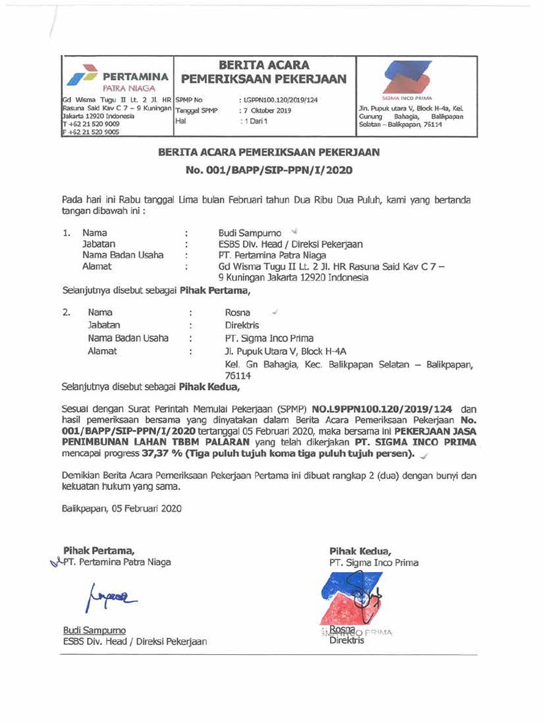 Contoh BAPP | PDF