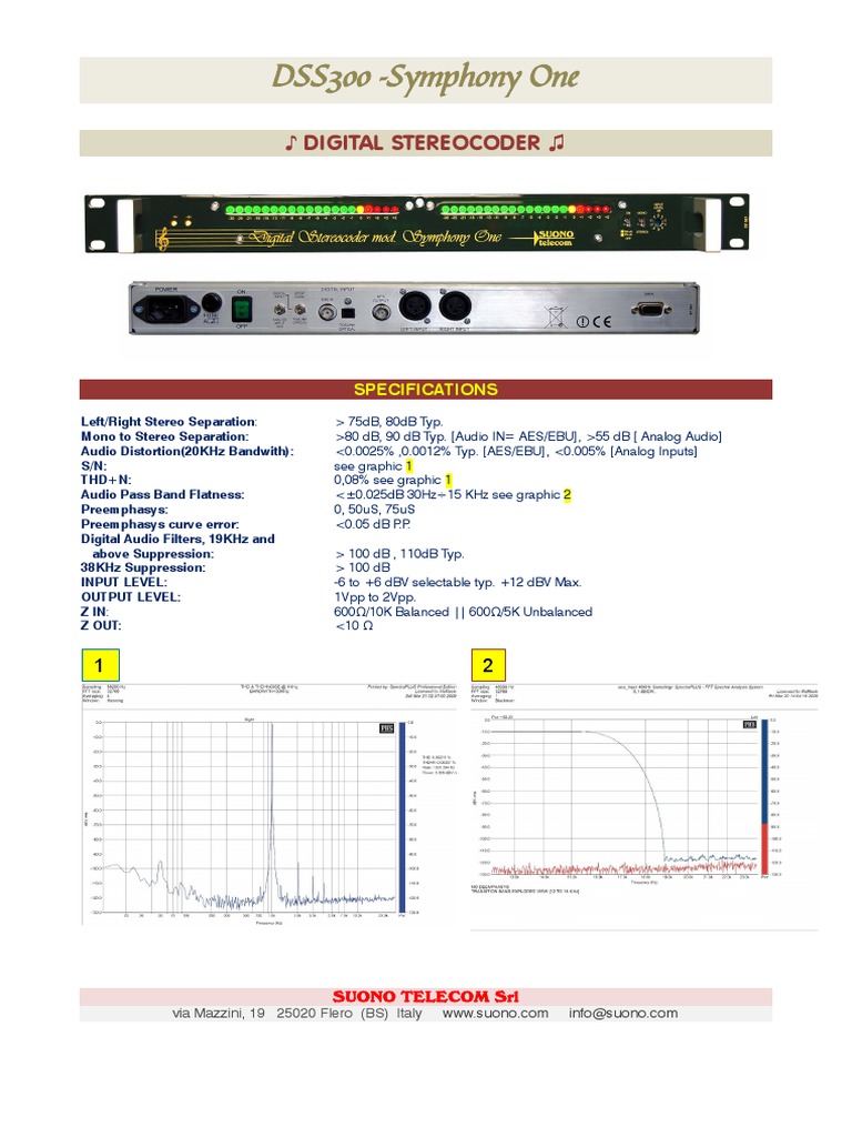 Suono Digital Stereocoder Dss300 Symphony One Pdf Electrical