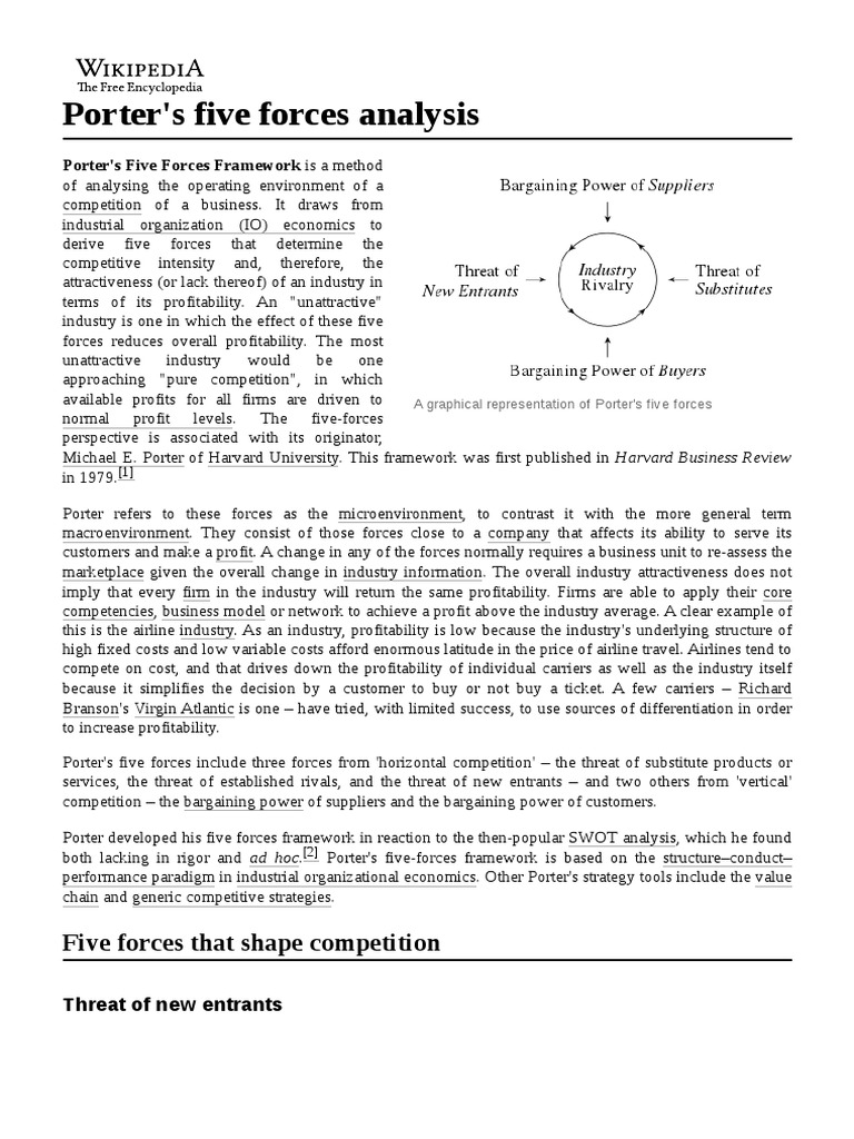 Porter's Five Forces Analysis Guide | PDF | Market (Economics ...
