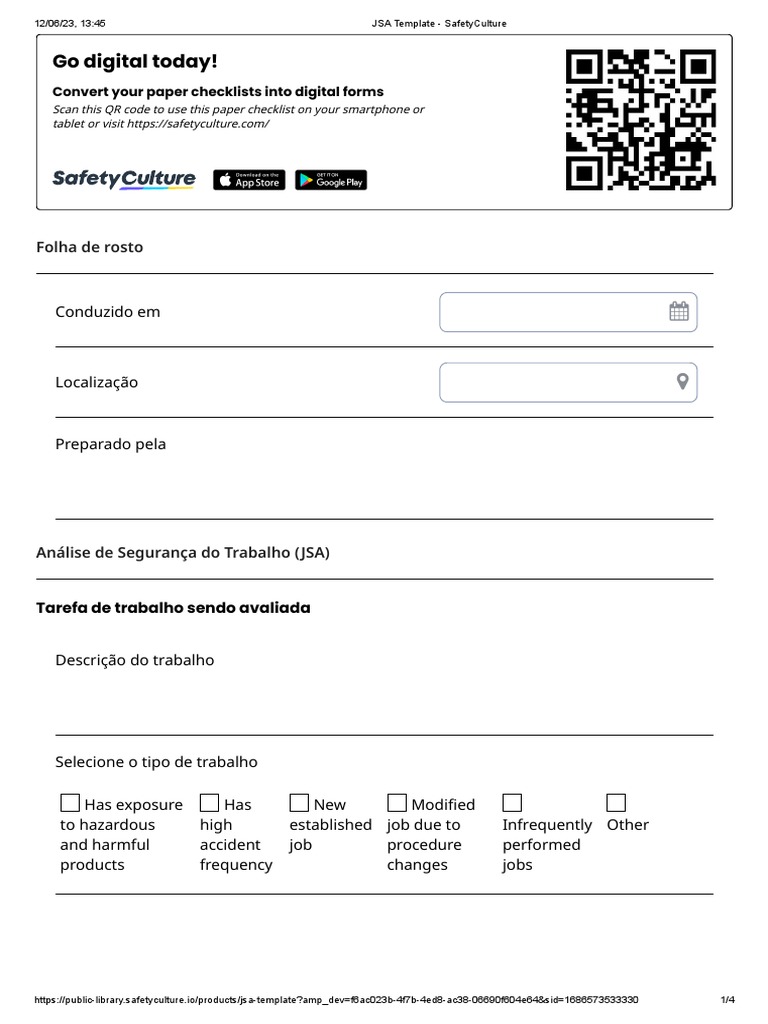 JSA Template for Job Safety Analysis | PDF | Hazards | Risk