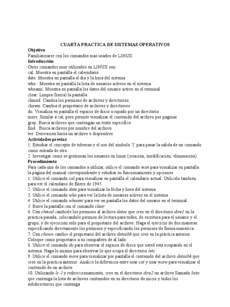 Practicas Con Varios Comandos Linux | PDF | Archivo de computadora ...
