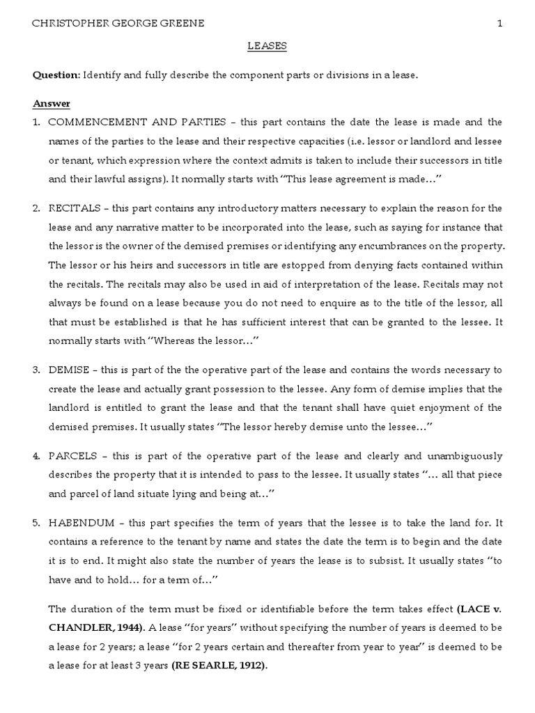 Leases PDF Lease Leasehold Estate