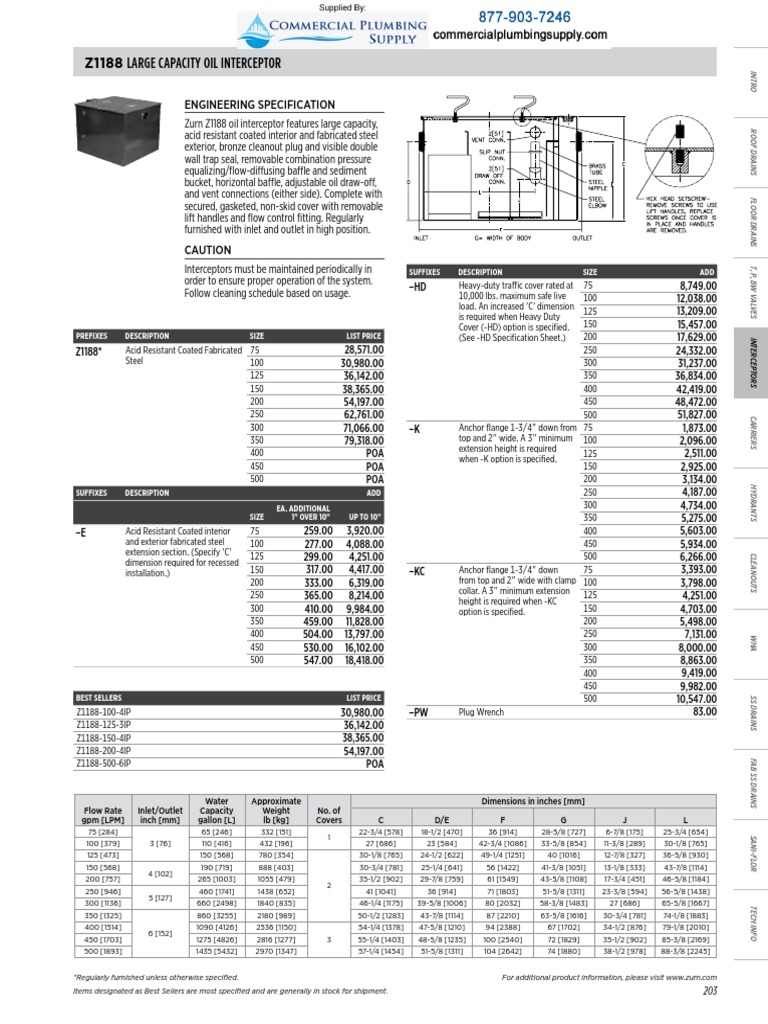 Zurn Spec Drain Catalog 203 PDF Manufactured Goods Mechanical
