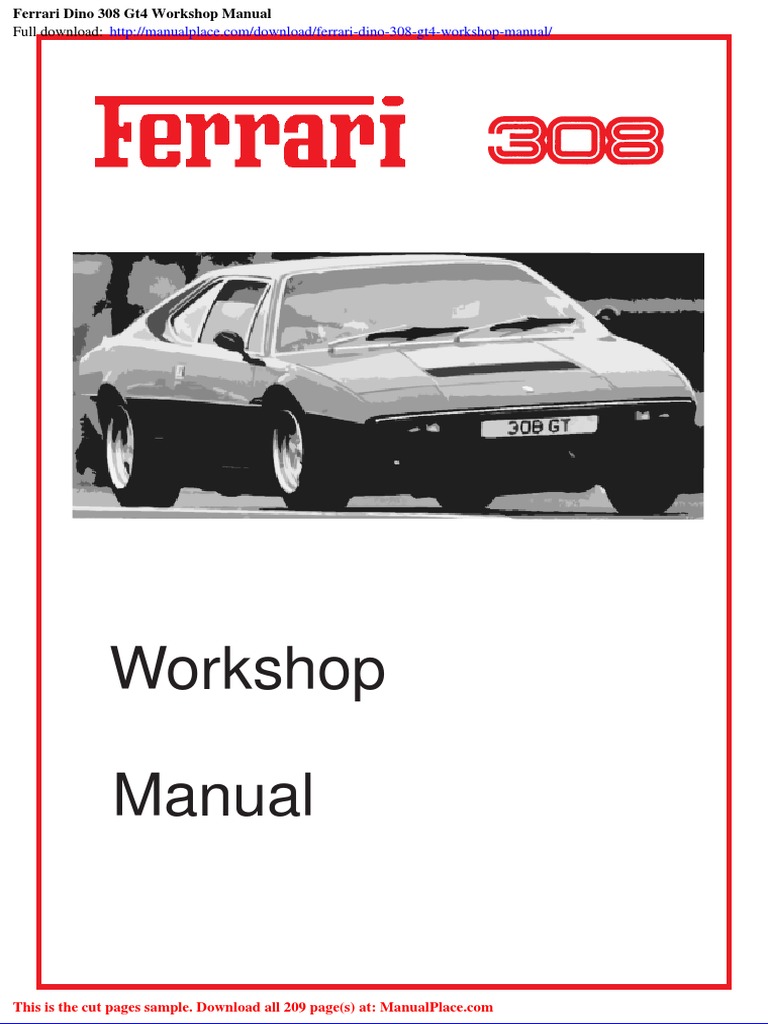 FERRARI フェラーリDINO 308gt4 ワークショップ マニュアル Ferrari Dino 308 GT4 Workshop Manual | PDF | Technology & Engineering