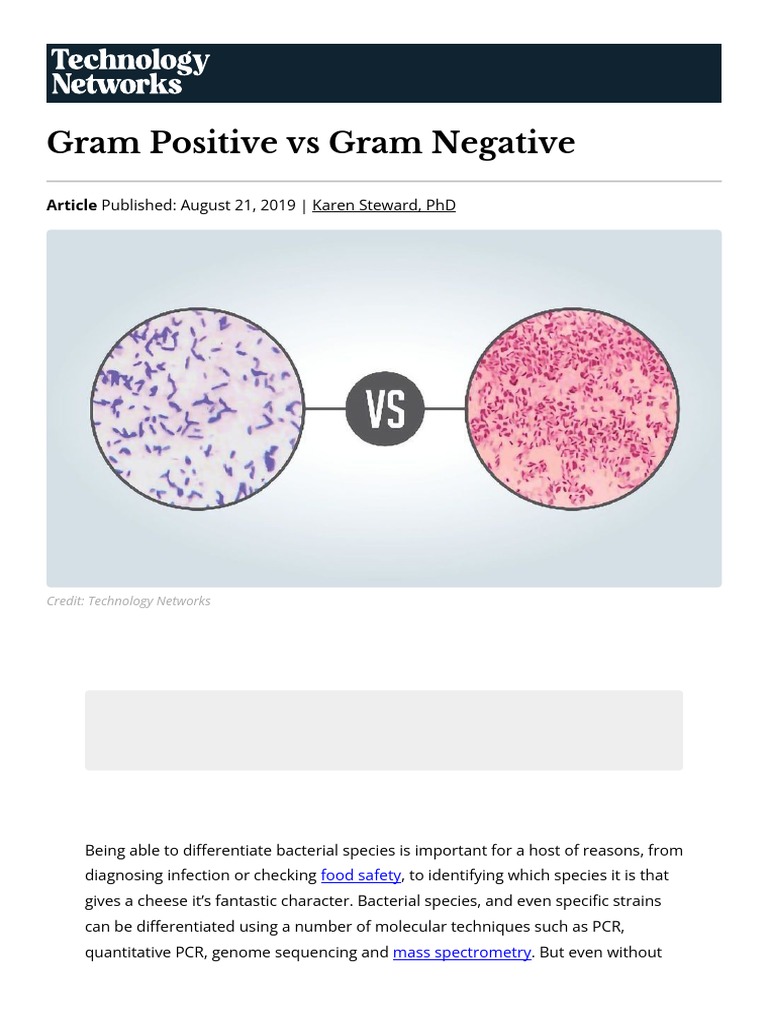 Gram Positive vs Gram Negative Bacteria | PDF | Gram Positive Bacteria ...