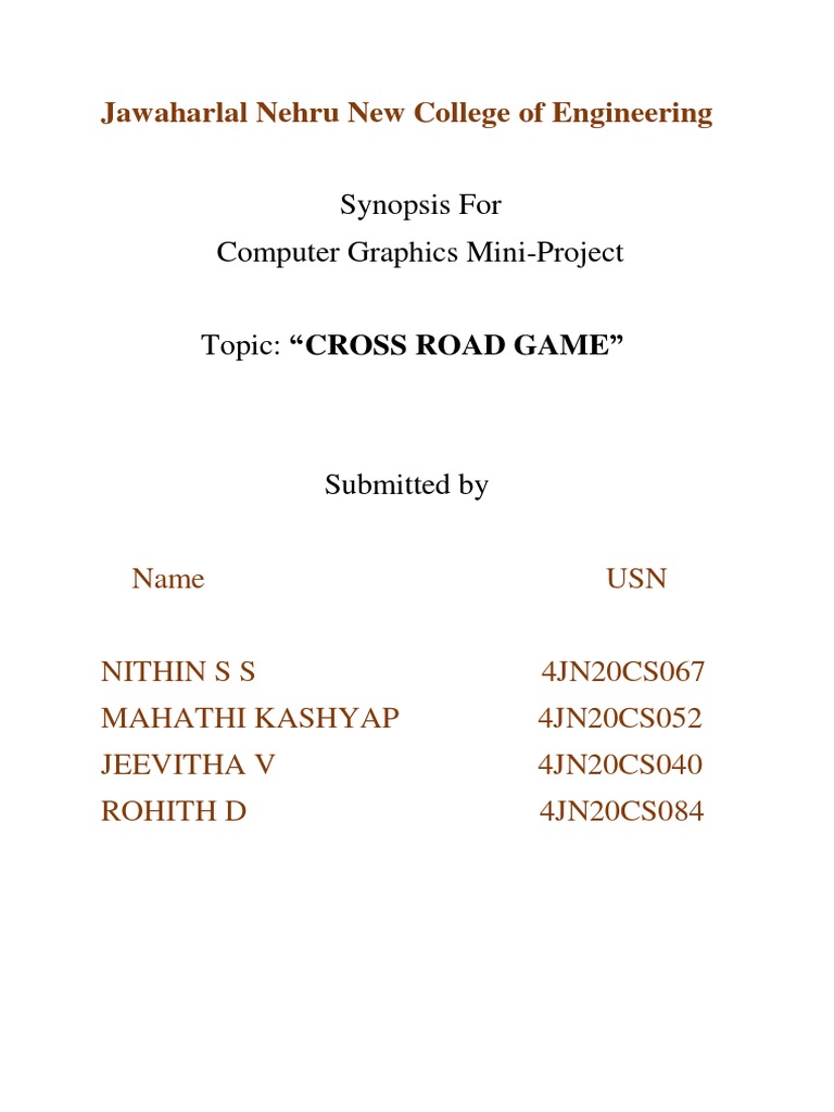 Cross Road Game Mini-Project Overview | PDF