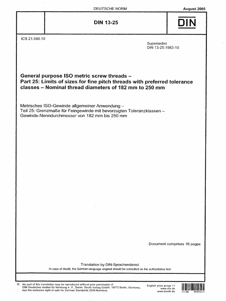 Din 13-25 - 2005 | PDF